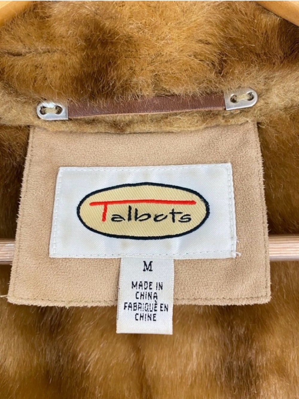 Talbots Long Shearling Trench Coat in Camel - Picture 3 of 5